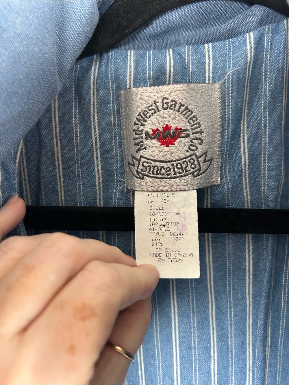 Vintage Northwest Garments Horse Canvas Hooded Jacket Blue Canada Medium - Picture 7 of 11